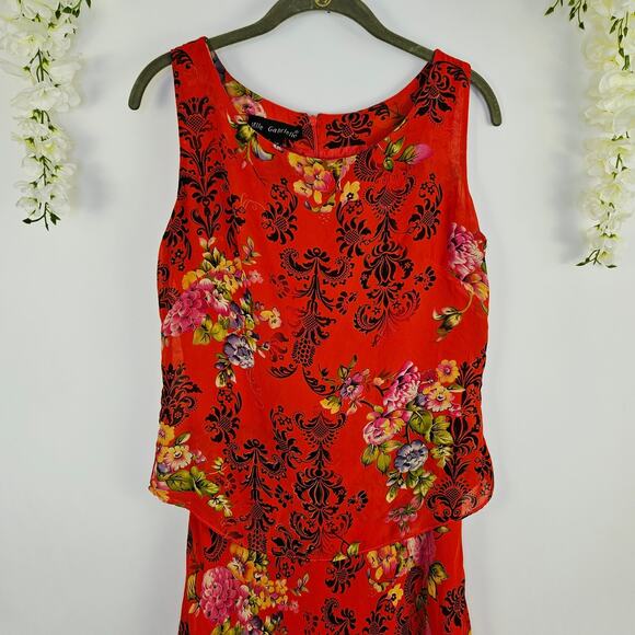 Mlle Gabrielle Red Floral Maxi Summer Dress Size 8 Boho Layered Beach Y2K VNT - Picture 5 of 9